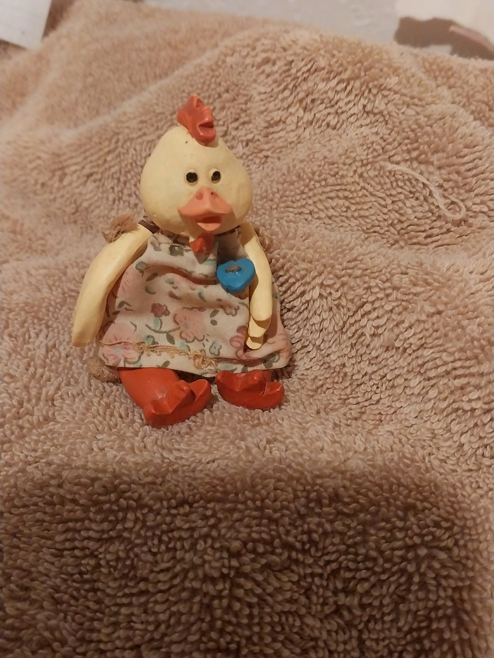 Russ Vintage Collection 9 Piece Handmade Chicken Figurine in Cream, Red & Blue